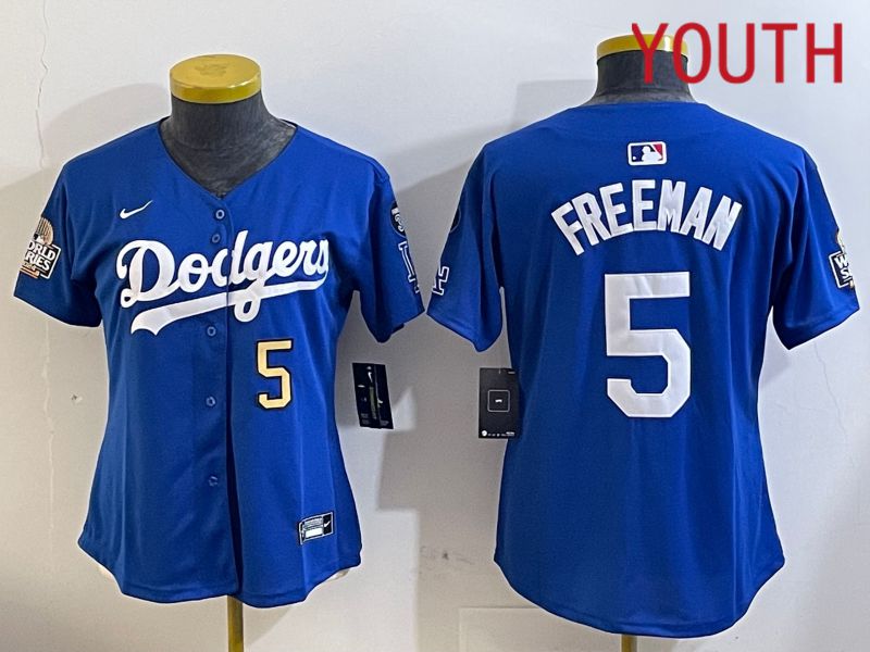 Youth Los Angeles Dodgers #5 Freeman Blue Game 2024 Nike MLB Jersey style 112118->youth mlb jersey->Youth Jersey